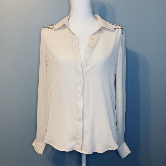 Forever 21 Pink Collared Button Down Sheer Blouse - Picture 2 of 10